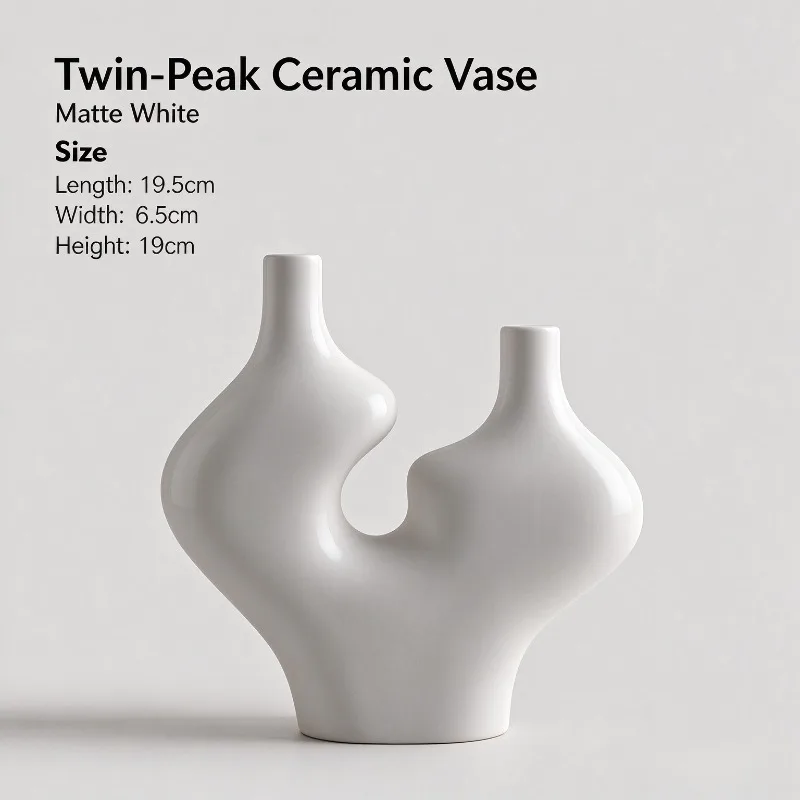 Modern Irregular Ceramic Vase Light Luxury Home Decor for Living Room TV Cabinet Office Shelf Ornament