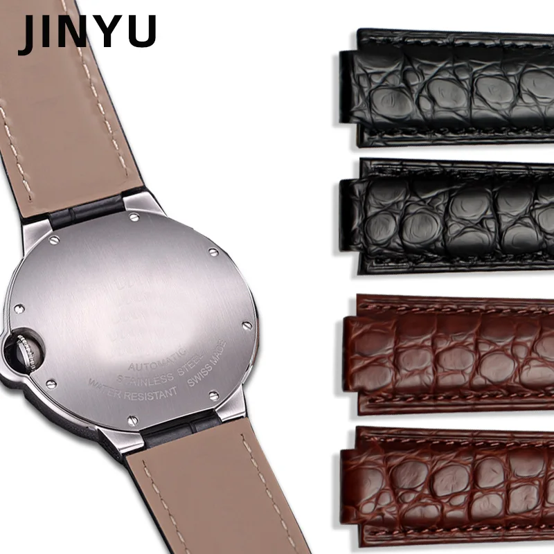 Crocodile leather watch strap For Cartier blue balloon WSBB0025 W69012Z4 14-8mm 16-8mm 18-11mm 20-12mm 22-14mm convex watchband