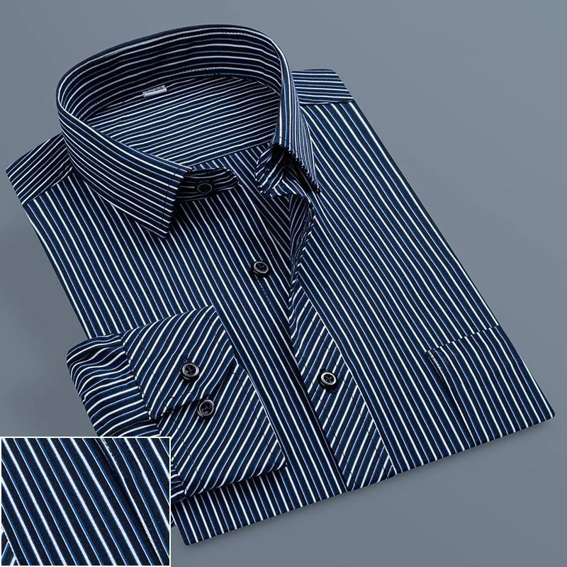 Men's Business Casual Social Shirts Oversized Plus Large Size 9XL 8XL Long Sleeve Classic Plaid Striped Brand Work Dress Shirts