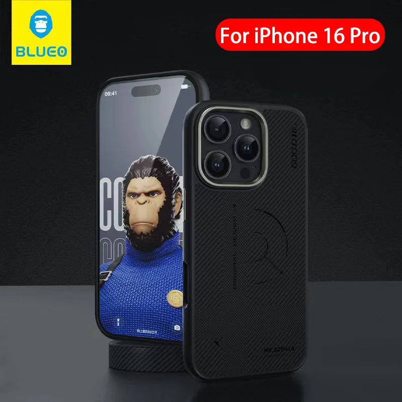 Blueo Carbon Fibre Case For iPhone 16 PRO Max Wireless Charging Back Cover Case for iPhone 16 Pro