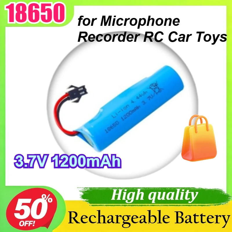 

18650 3.7V 1200mAh Rechargeable Li-ion Battery with PCB Protection SM Plug for Microphone Recorder RC Car Toys
