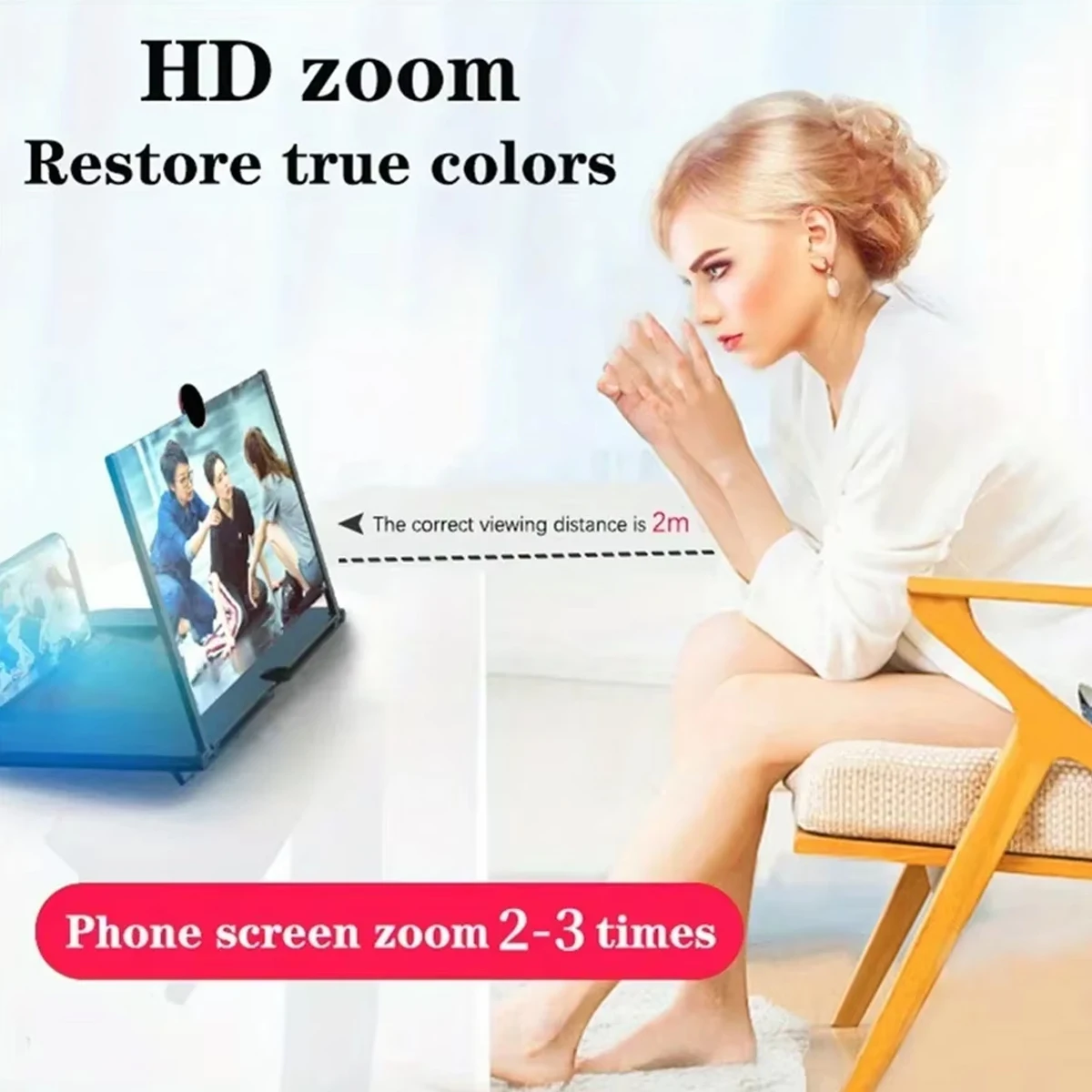 Universal Foldable Hd Phone Magnifying Glass Bracket with Light 10/12 Inch Screen Magnifier Eye Protection Screen Amplifier for