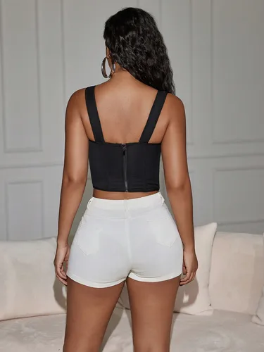 Imagen 2 del producto 2025 nuevo corsé Sexy con rayas moda flaco Night Club Bustier apretado negro gótico Bar Clubwear Chic Estilo Vintage Tops