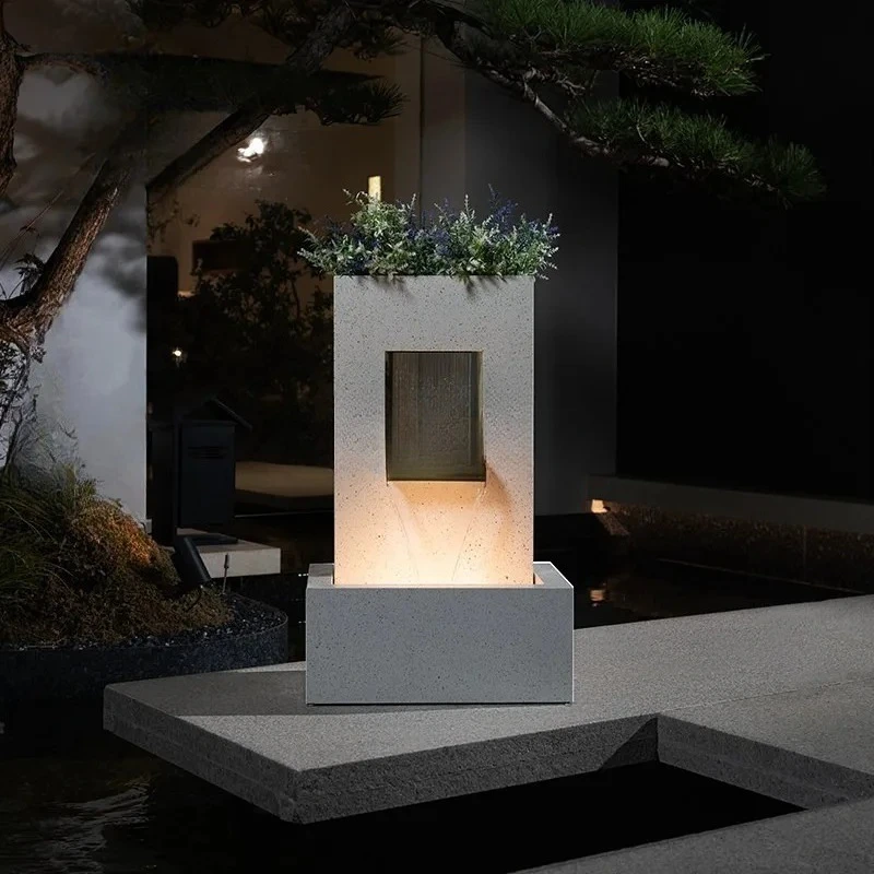 Outdoor Floor-to-Ceiling Circulating Water Fountain - Courtyard Villa  Garden  Balcony Small Water Feature & Flower Pot Ornament