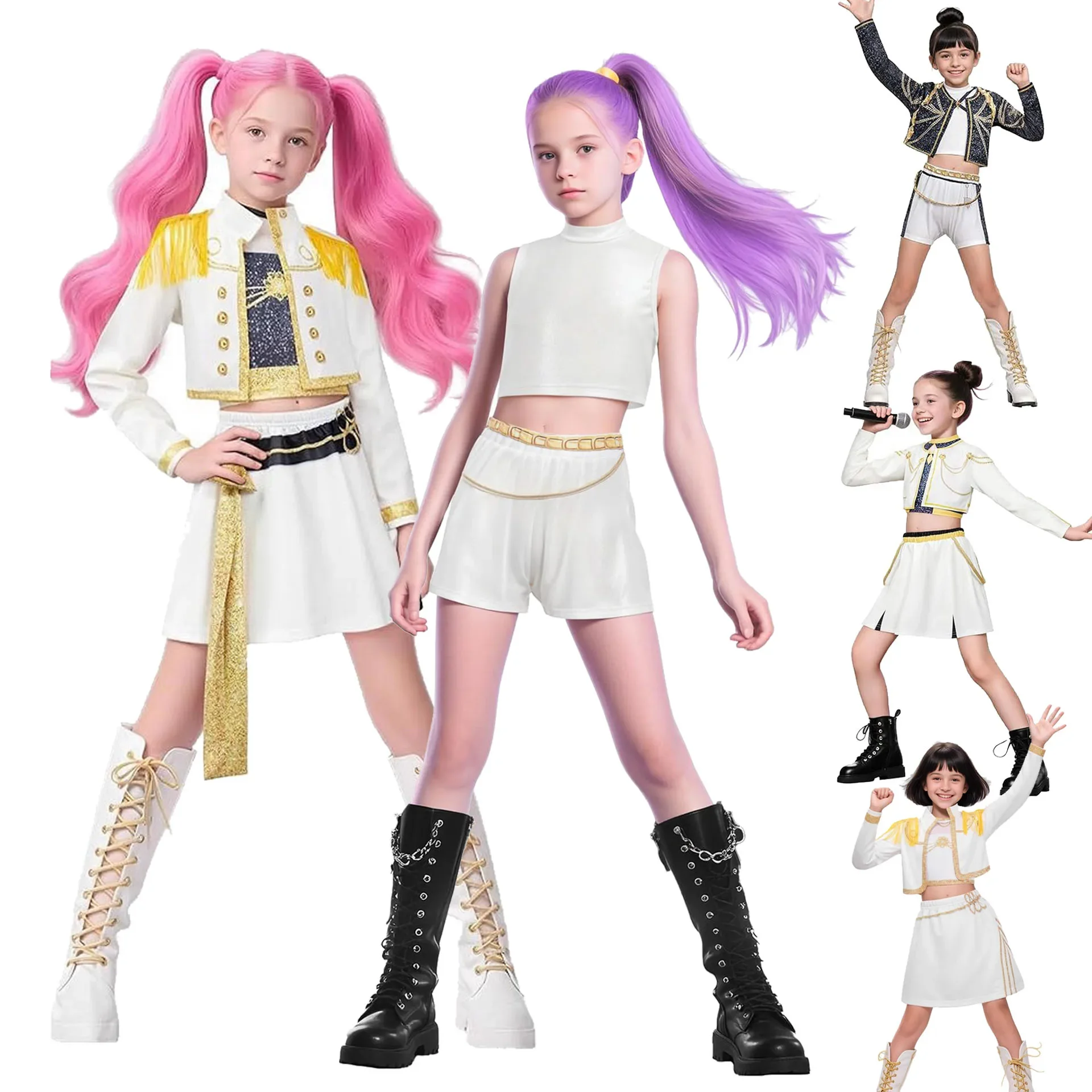 

Anime KPOP Demon Hunters Rumi Zoey Mira Costume Cosplay Disguise for Girls Halloween Party Role Playing Outfit