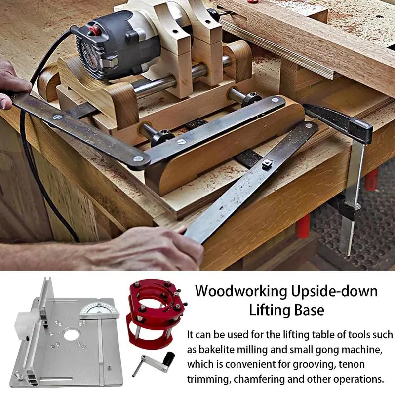 Router Tisch Lift Heavy Duty Holz Router Lift System Kit Anti-rost Hebe System Basis Klare Skala Holzbearbeitung Werkzeuge gravur