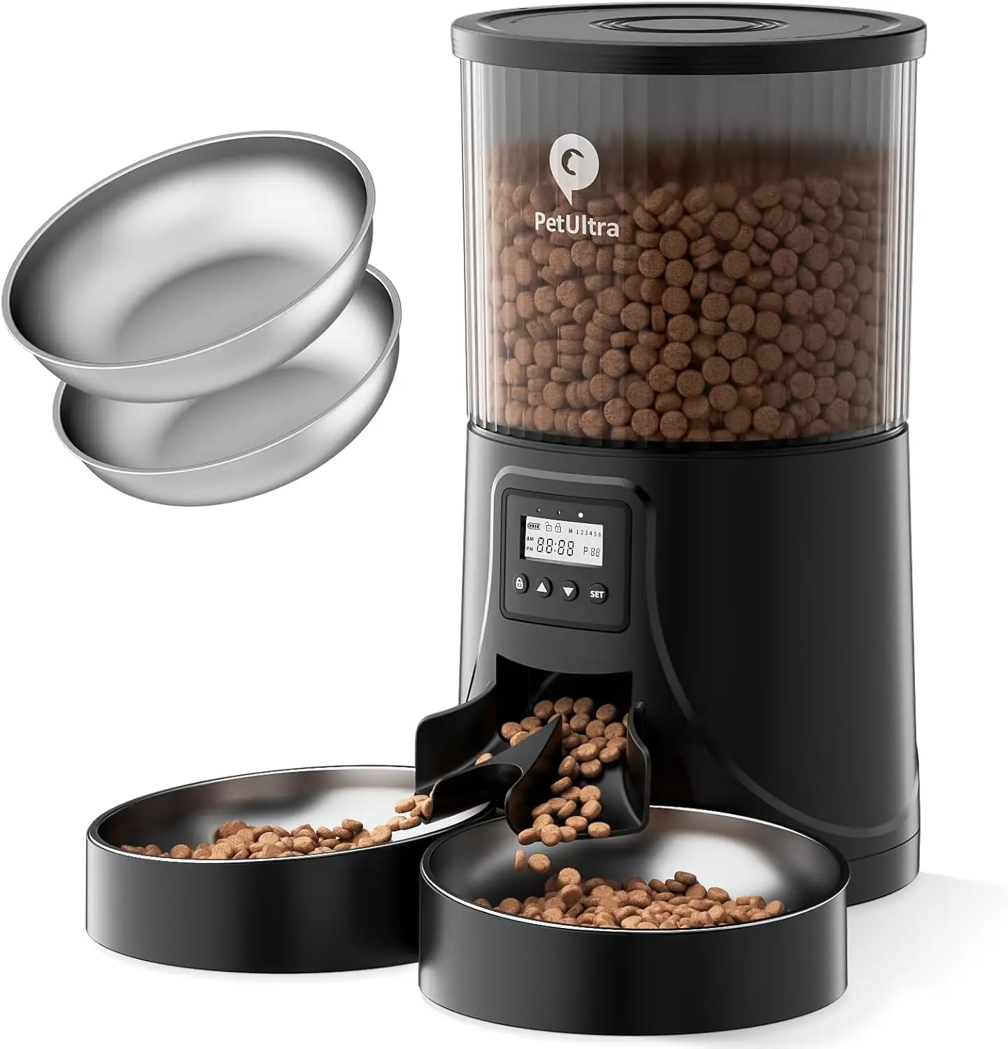 

Automatic Cat Feeder for 2 Cats, 16 Cups/4L Timed Portion Control, Dual Power & Easy Clean for Indoor Pets