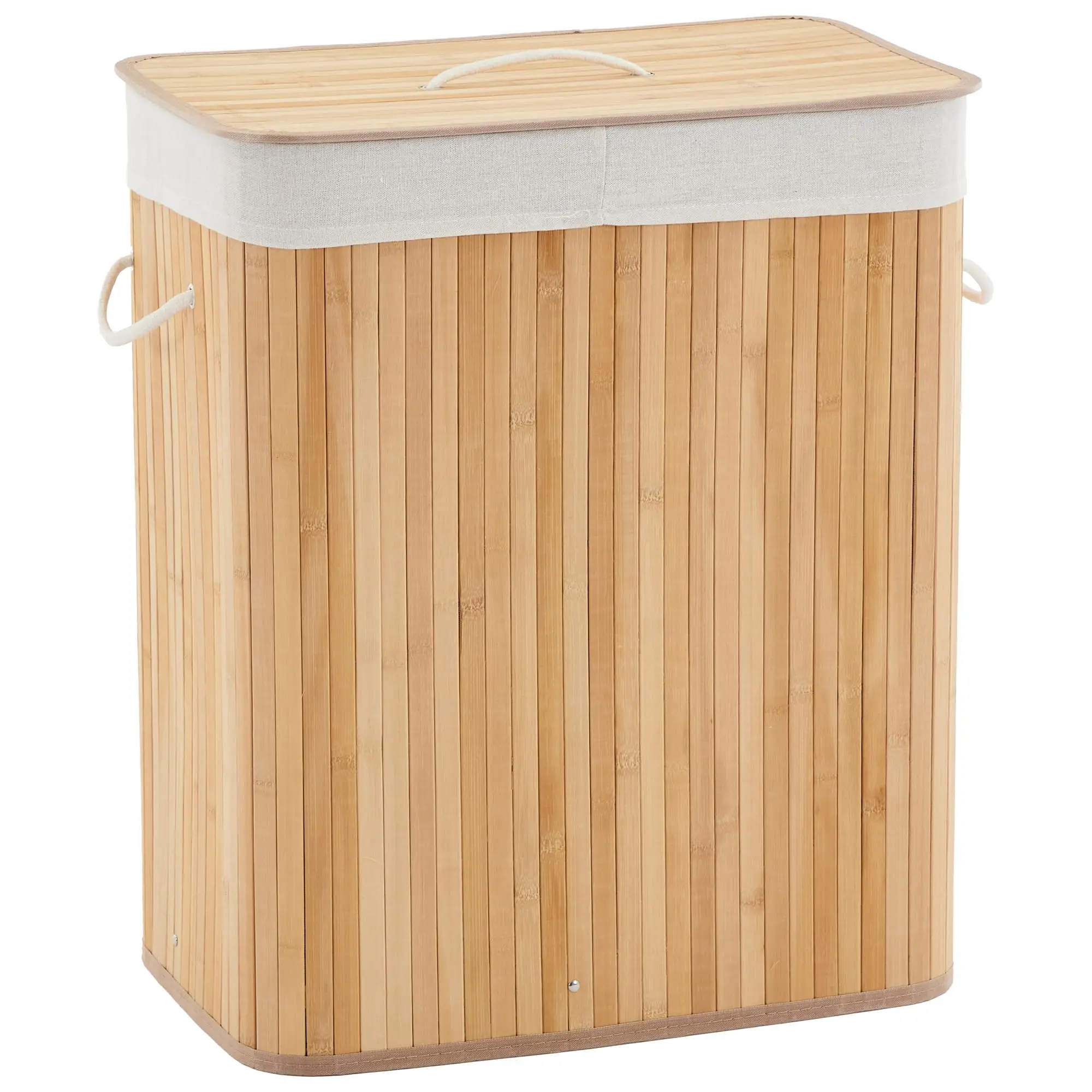 Bamboo Laundry Hamper Large 106L with Removable 4-Section Liner, Foldable Storage Basket with Lid and Handles for Bedroom, Laund
