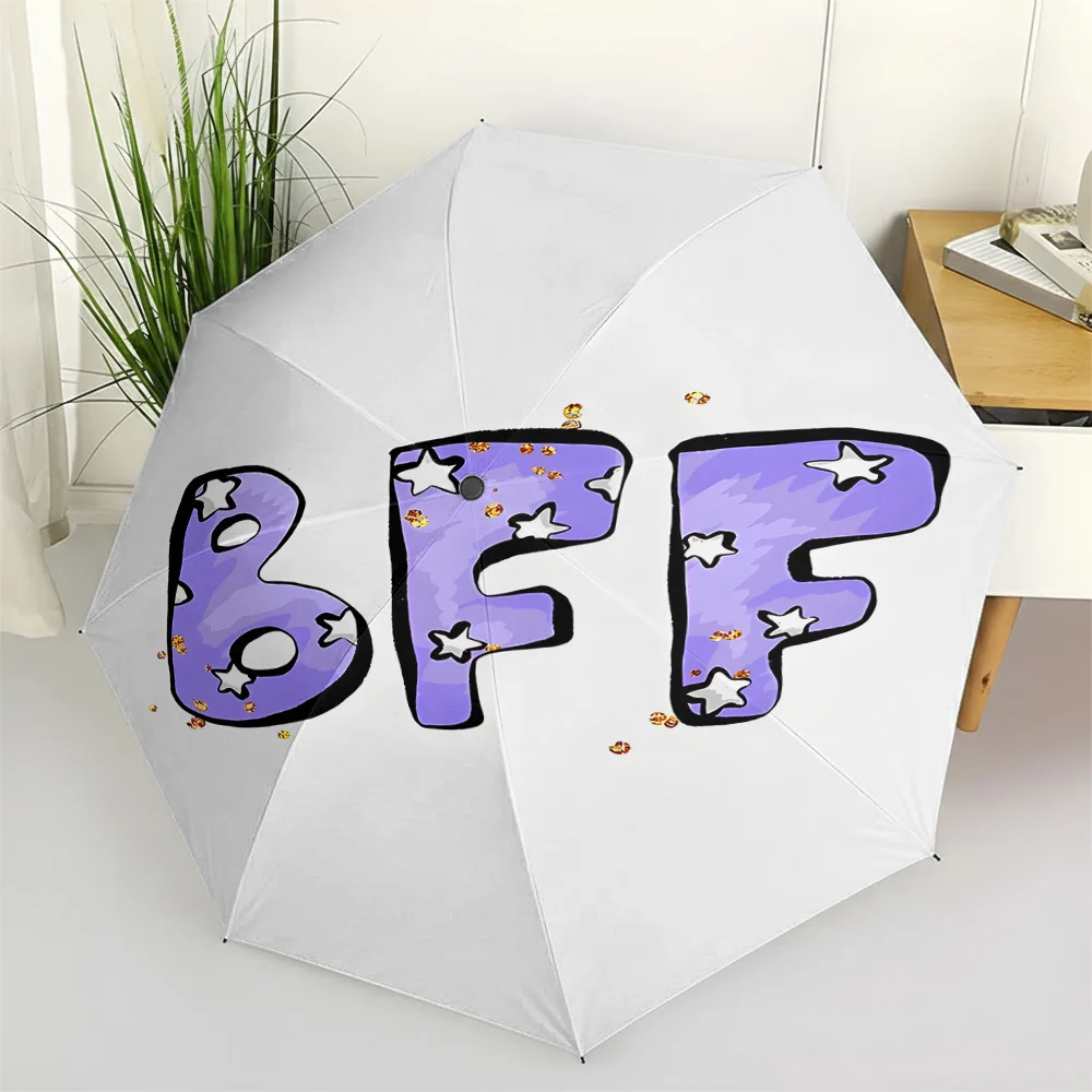 

Фиолетовый автоматический зонт-тройник с принтом звезд и печенья "BFF", водонепроницаемый, ветрозащитный, компактный дорожный зонт с защитой от УФ-излучения, для лучших друзей