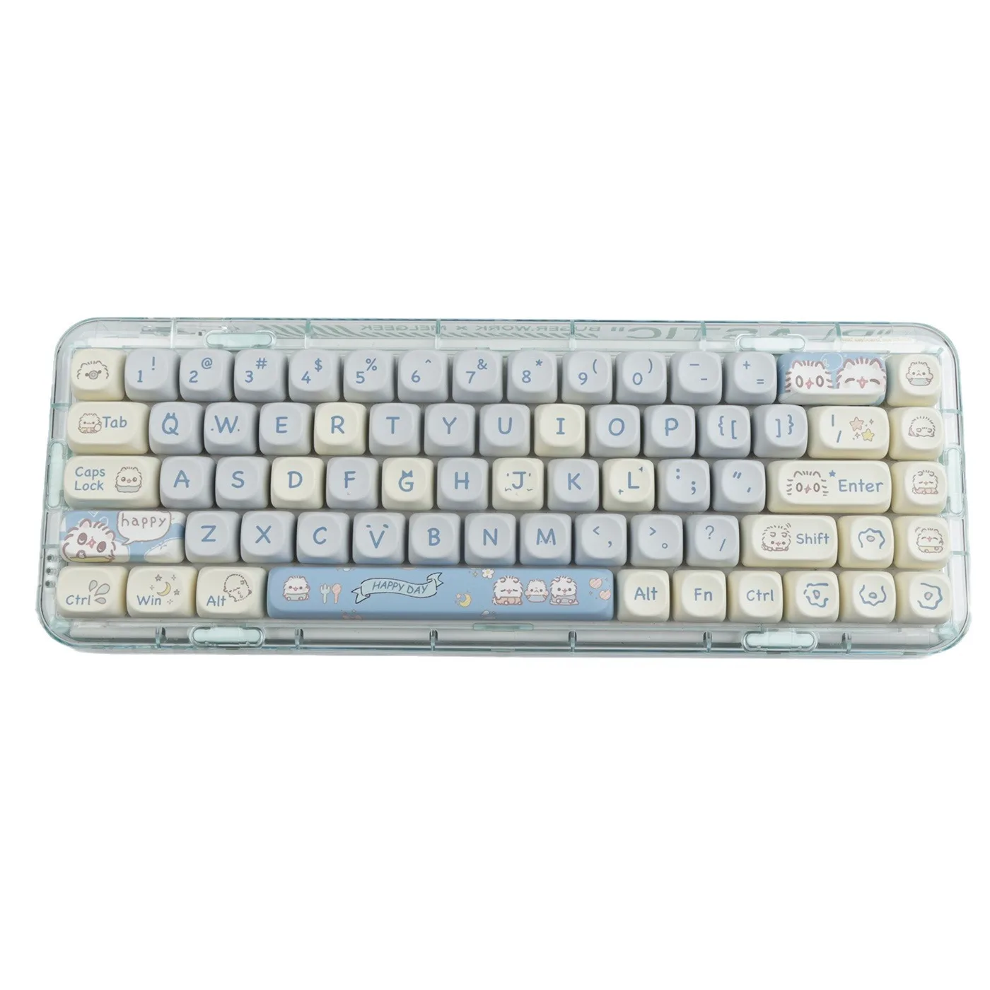 Little Meow MOA Height Keycap MAC Cute Meow Meow Square Sublimation White and Blue Cat Theme Full Set of Keyboard Caps - Image 5