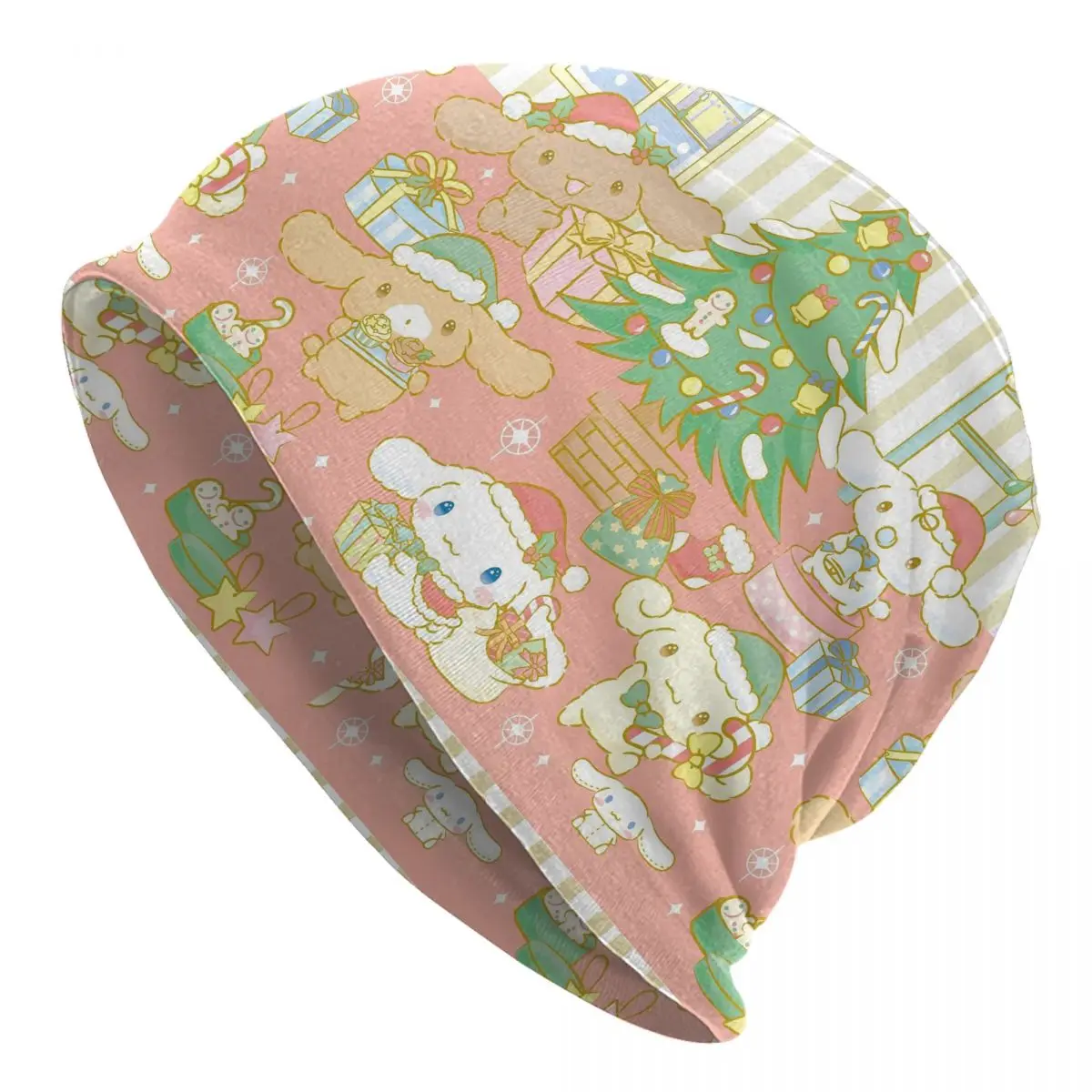 

Cinnamoroll с Рождеством капот шляпа готическая уличная шапка Skullies шапки унисекс теплые термоэластичные шапки