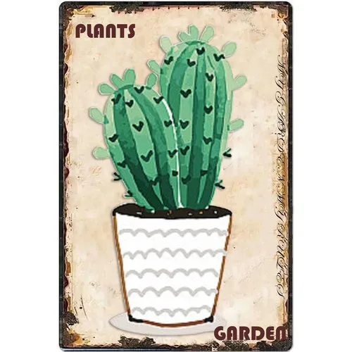 Cactus Retro Metal Tin Garden Tour 5 Cent Sign for Club Home