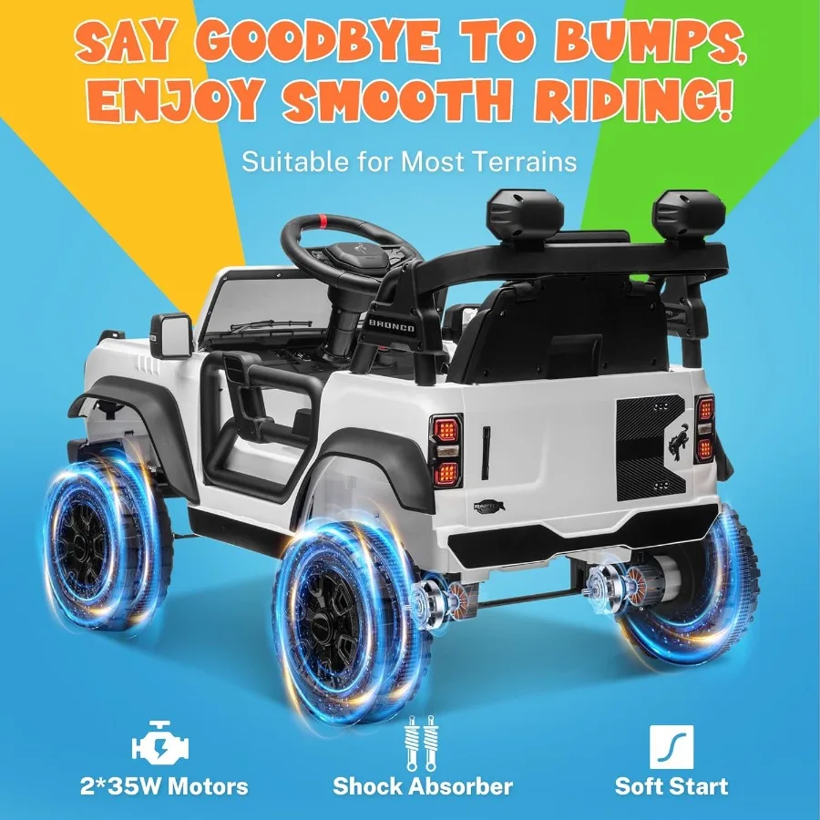 Coche eléctrico Bronco Raptor con licencia para niños, juguetes de 12 V para niños pequeños, regalos de cumpleaños de Navidad, coche para niños de 3 años