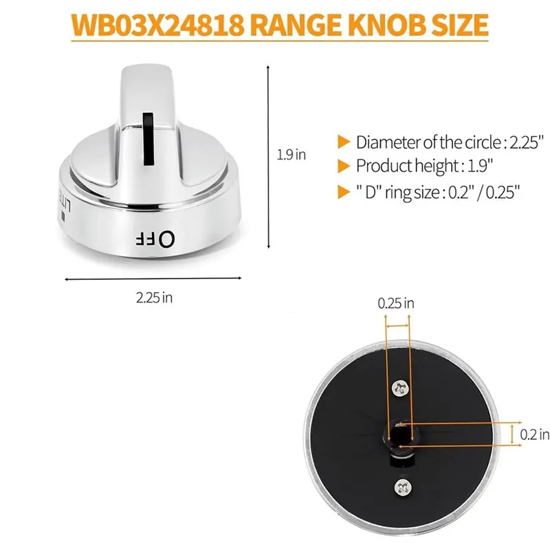 WB03X24818 Stove Knobs For General Electric Cooktop Burner Control Knobs For GE Range Knobs KIP 5G92-A36R