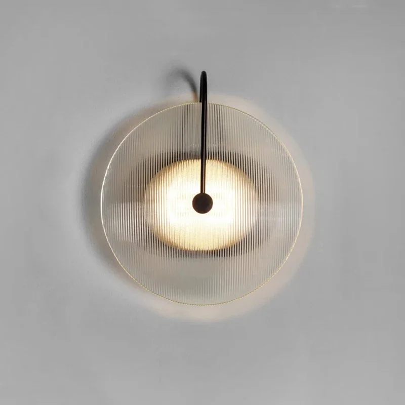 Modern Led Wall Lamp Stripe Round Glass Light Nordic Indoor Lighting Fixture Living Bathroom Bedside Bedroom Decor Sconce Lights