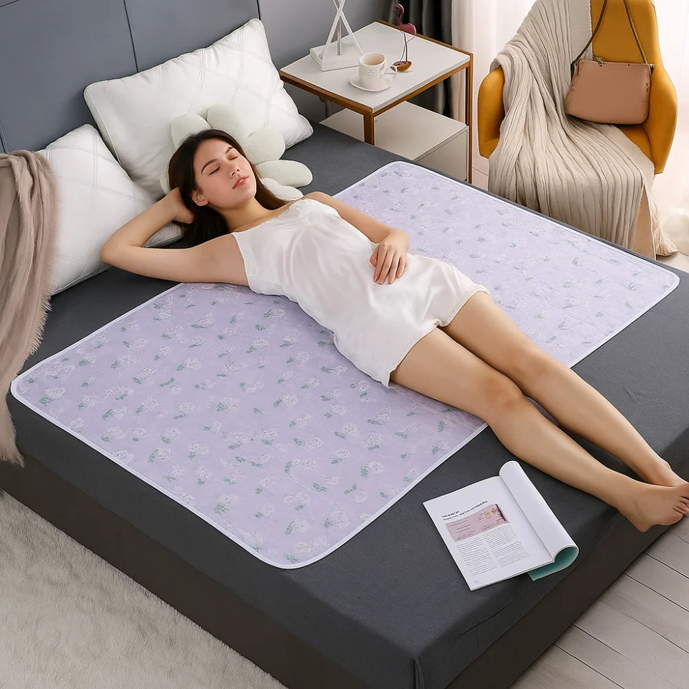 Soft Waterproof Urine Mat Breathable Washable Sleeping Underpads Flower Pattern Elderly Care Bed Mattress Toddlers