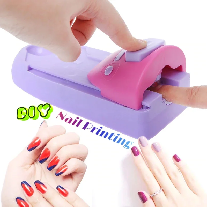 3D Nail Art Printer, DIY Manual Nail Polish Painting Machine with Metal Pattern Plates, Stamp Stamper Manicure Tool