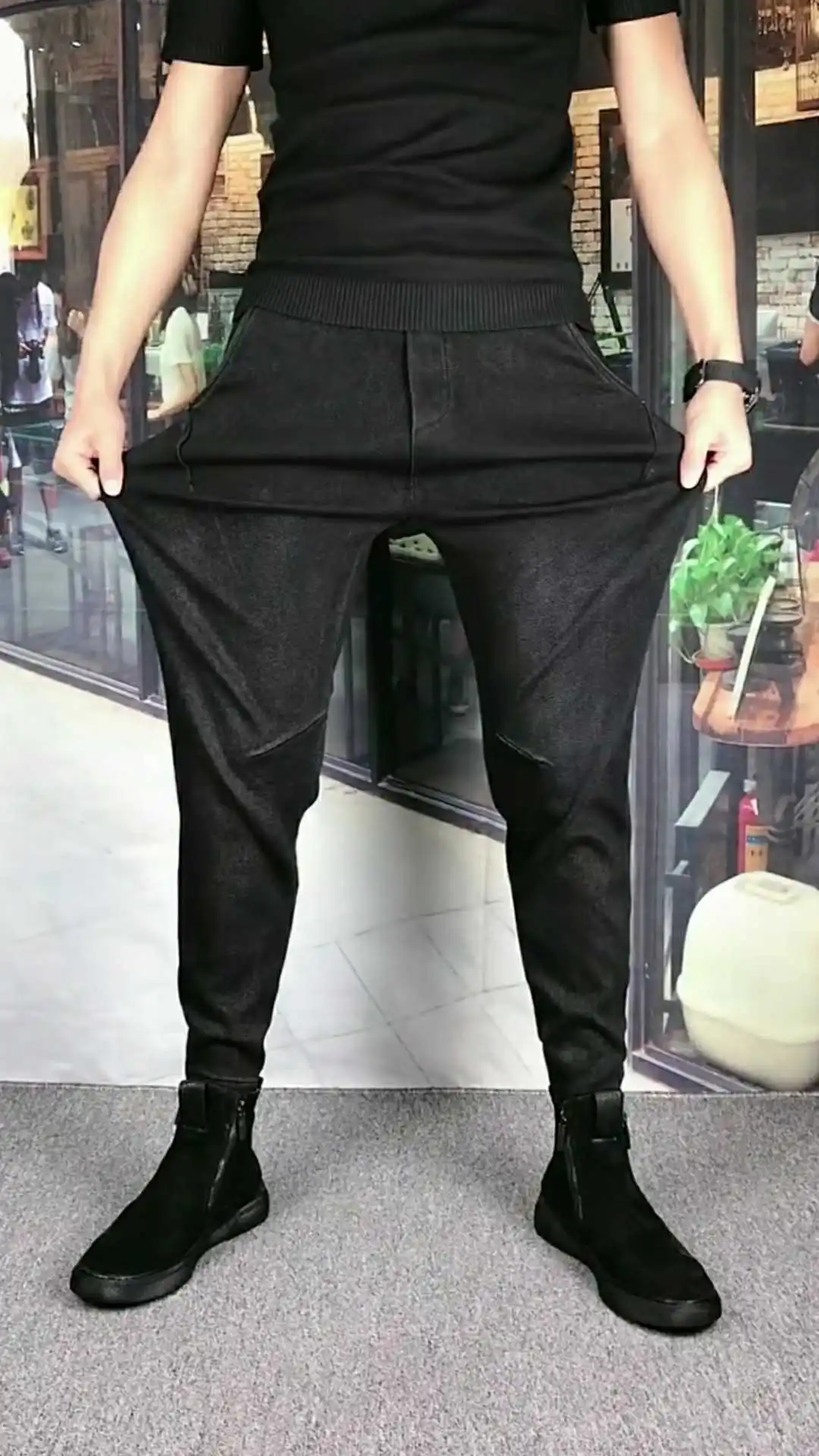 

Slim Fit Bla Denim Jeans for Men Spring Autumn Faionable Simple Personali Elastic Versatile Trendy Straight Leg Jeans