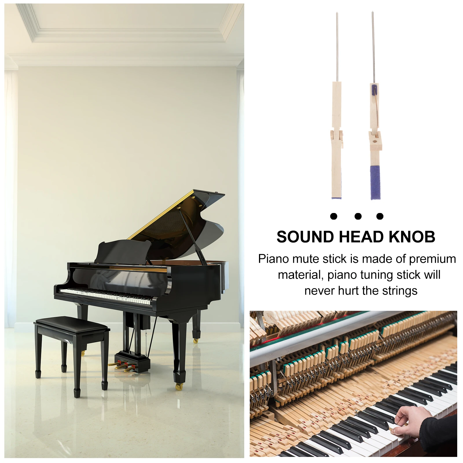 

Piano Accessories Durable Mute Tool Stick Professional Rod Compact Size Portable Repair Piano Tone Clear Beautiful Practical