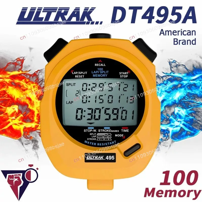 Electronic stopwatch DT495D Dingerzhi ULTRAK100 track 3 line timer track and field training transparent