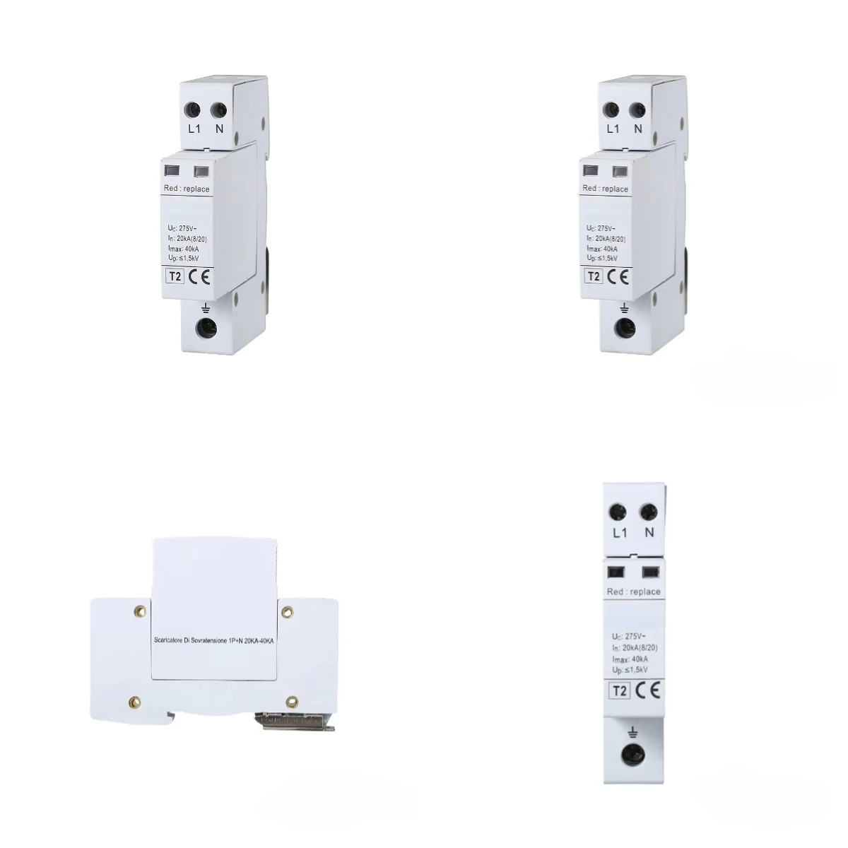 1PN 20KA 40KA T2 275V Surge Arrester Power System Surge Protection Device