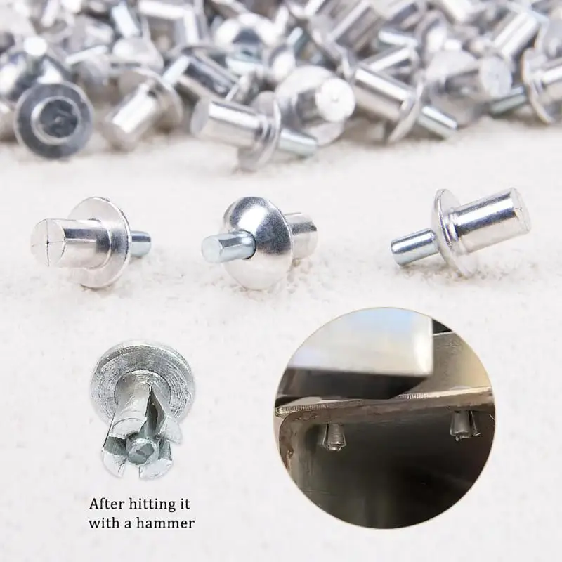 100x Expansion Rivets Aluminum Alloy Hammer Drive Expansion Nails Head Piercing Rivet Aluminum Nails Screws Board Wall Fasteners