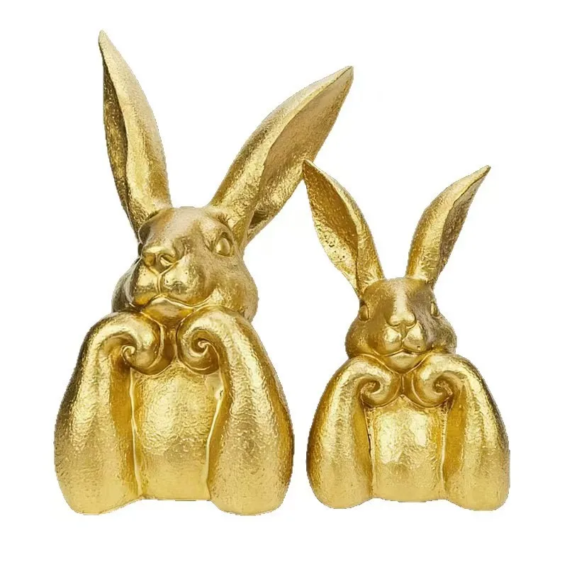 3D Printed Easter Rabbit Figurine Modern Nordic Style Light Luxury Bunny Bust Cute Holding Face Home Decor for Living Room Deskt