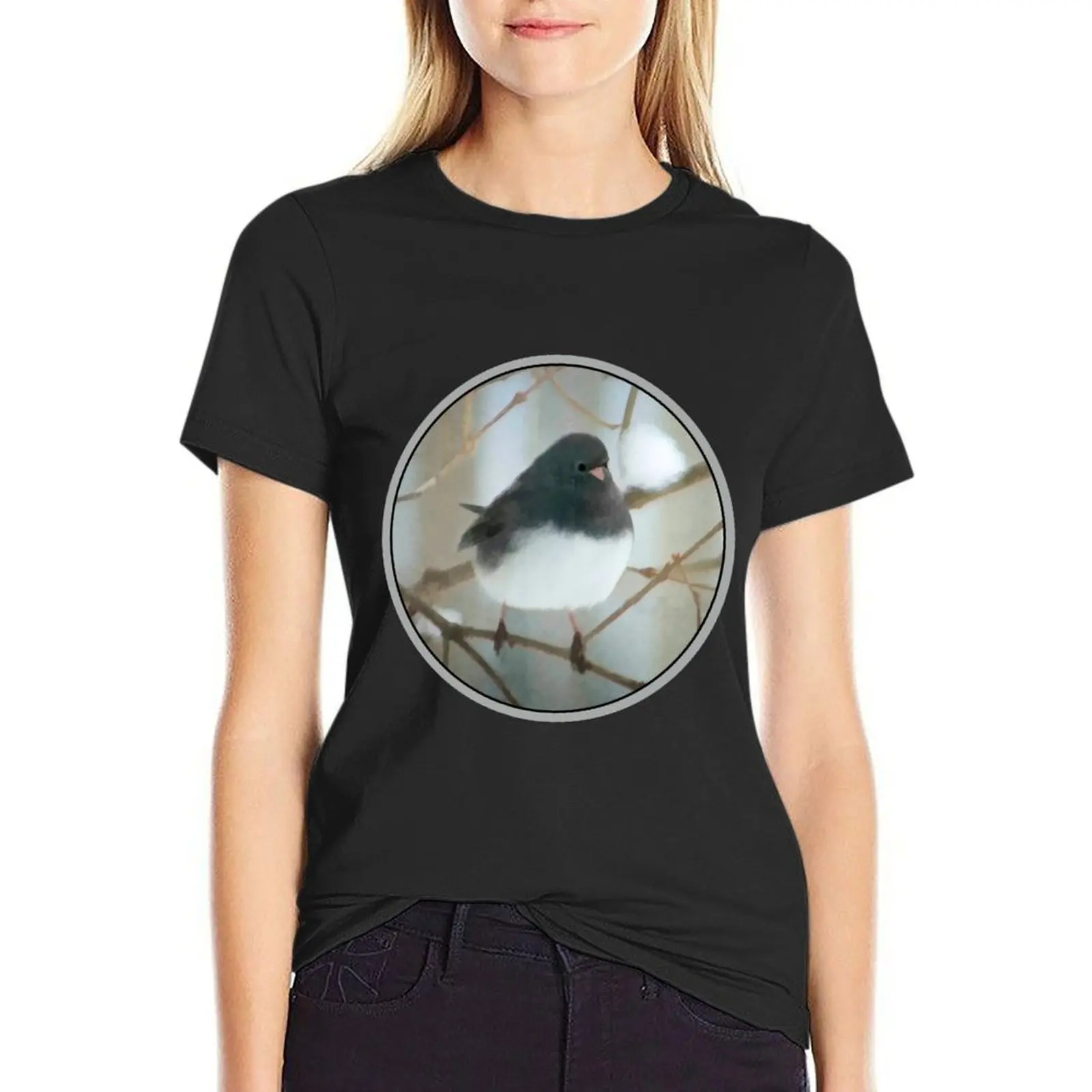 

Dark-Eyed Junco Watercolor T-Shirt tops sublime Aesthetic clothing vintage clothes tops Women