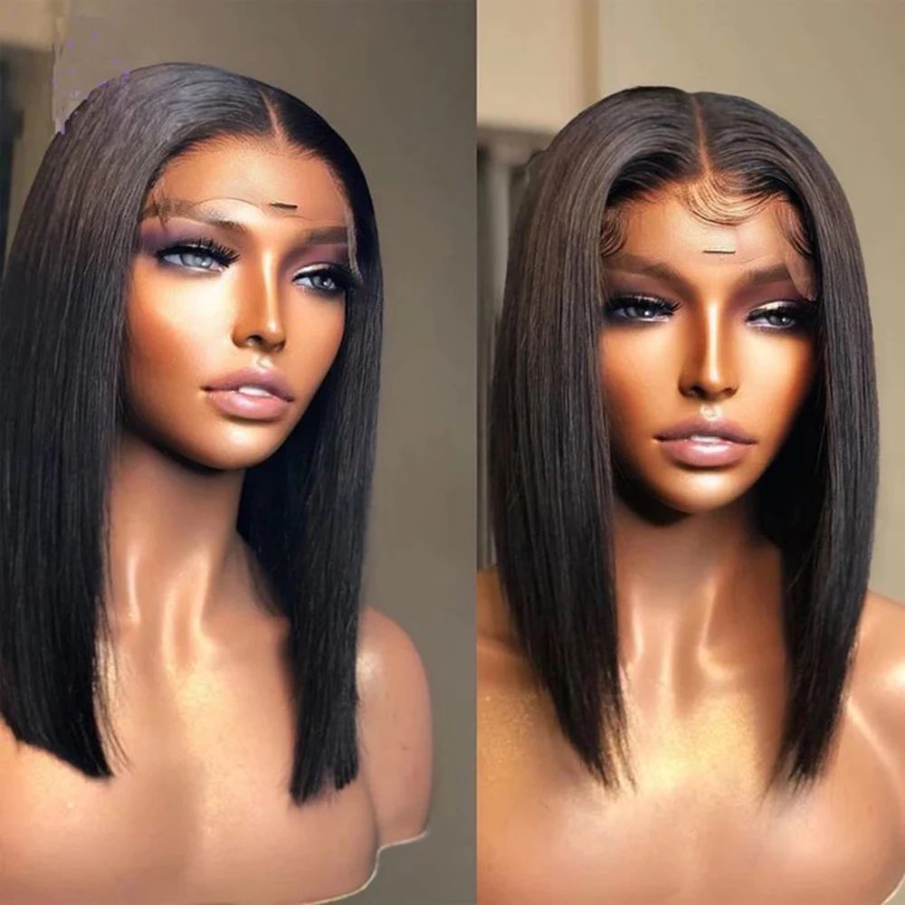 

4x4 Short Straight Human Hair Bob Wigs Middle Part Lace Front Human Hair Wigs Straight Brazilian Wig Human Hair Ready To Wear