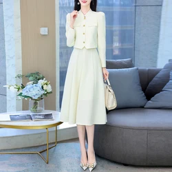 Spring 2 Piece Skirts Suit Women Casual Y2k Crop Tops Elegant Jacket Blazer Small Coats + Mid Skirts Korean Fashion Women's Sets