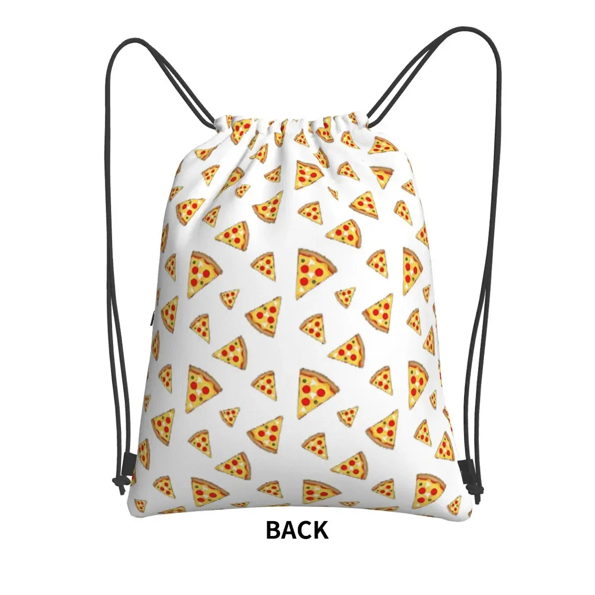 Cool And Fun Pizza Slices Pattern Portable Backpacks Drawstring Bag Drawstring Bundle Pocket Shoes Bags For School Students