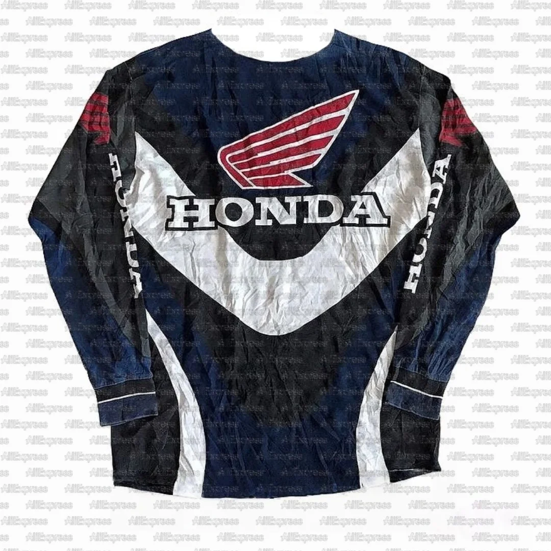 هوندا تصميم الرجال والنساء سريع الجفاف تنفس كم طويل على الطرق الوعرة دراجة نارية ركوب تي شيرت ركوب القمم للرجال والنساء