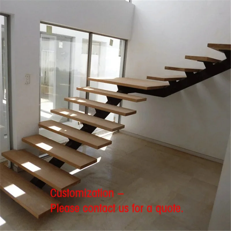 custom.Prima Custom Mono Stringer Stair System with Wooden Steps Contemporary Design