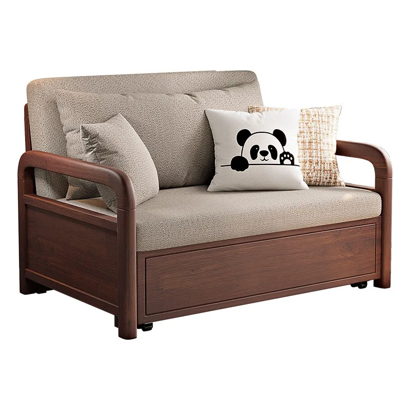 

All solid wood sofa bed, folding dual-purpose, single living room small apartment study multi-function