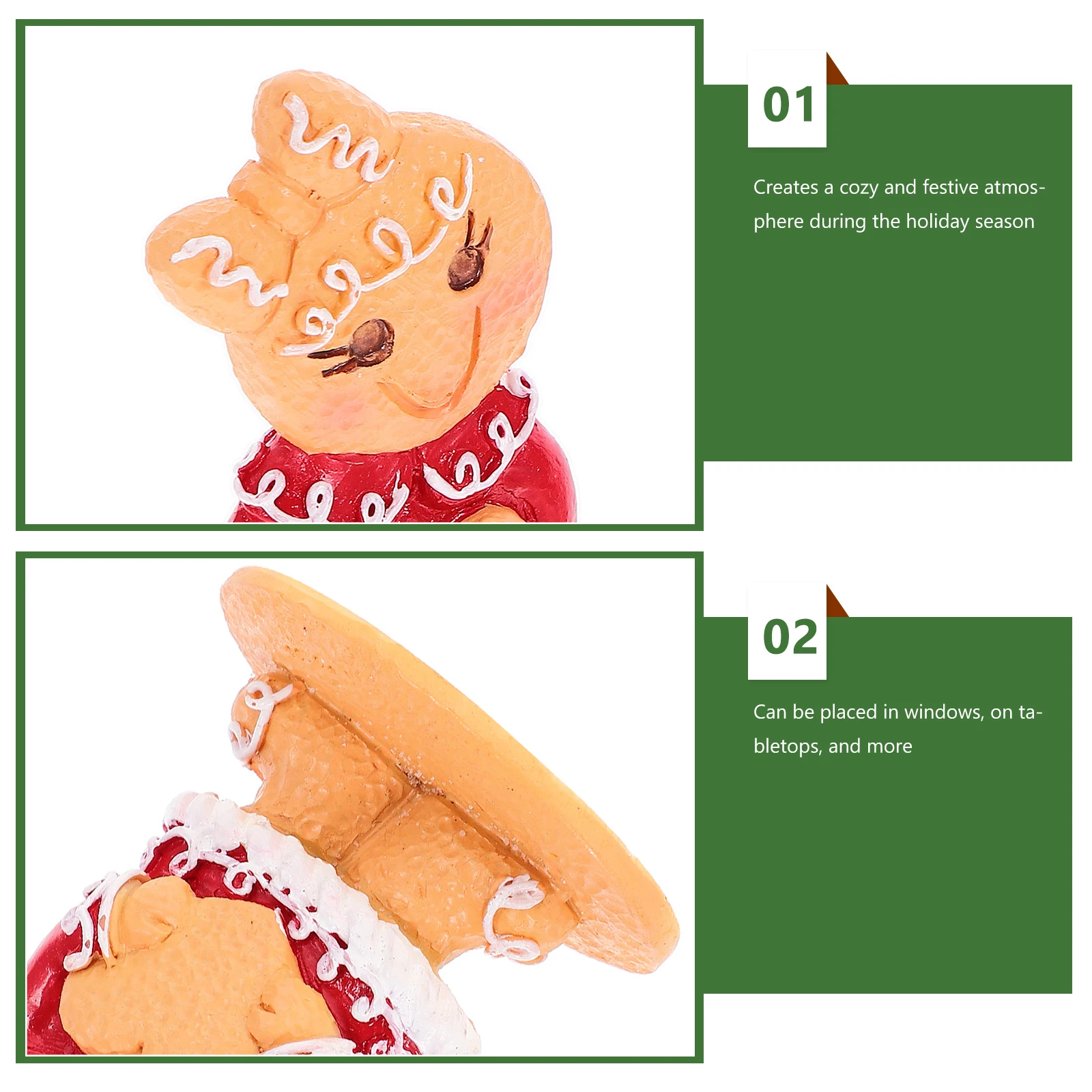 

1pc Christmas Gingerbread Man Decor Resin Figurine Cute Miniature Ornaments for Window Table DIY Craft Christmas Decoration