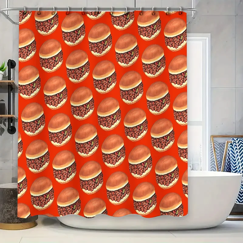 Burger Shower Curtain Funny Food Pattern Waterproof Bathroom Decor Fast Shipping Home Decor Unique Gift Novelty Kitchen Accessor