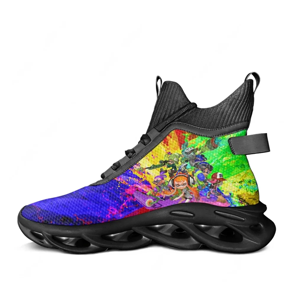 

Кроссовки Splatoons High Top Flats для мужчин и женщин, спортивная обувь для бега, высококачественные кроссовки на шнуровке, сетчатая обувь, индивидуальный дизайн.