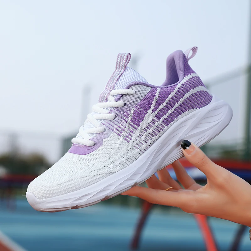 Fashion Flying Weave Breathable Running Shoes Women Lightweight All-Match Casual Sneakers Ladies Non-Slip Fitness Jogging Shoes