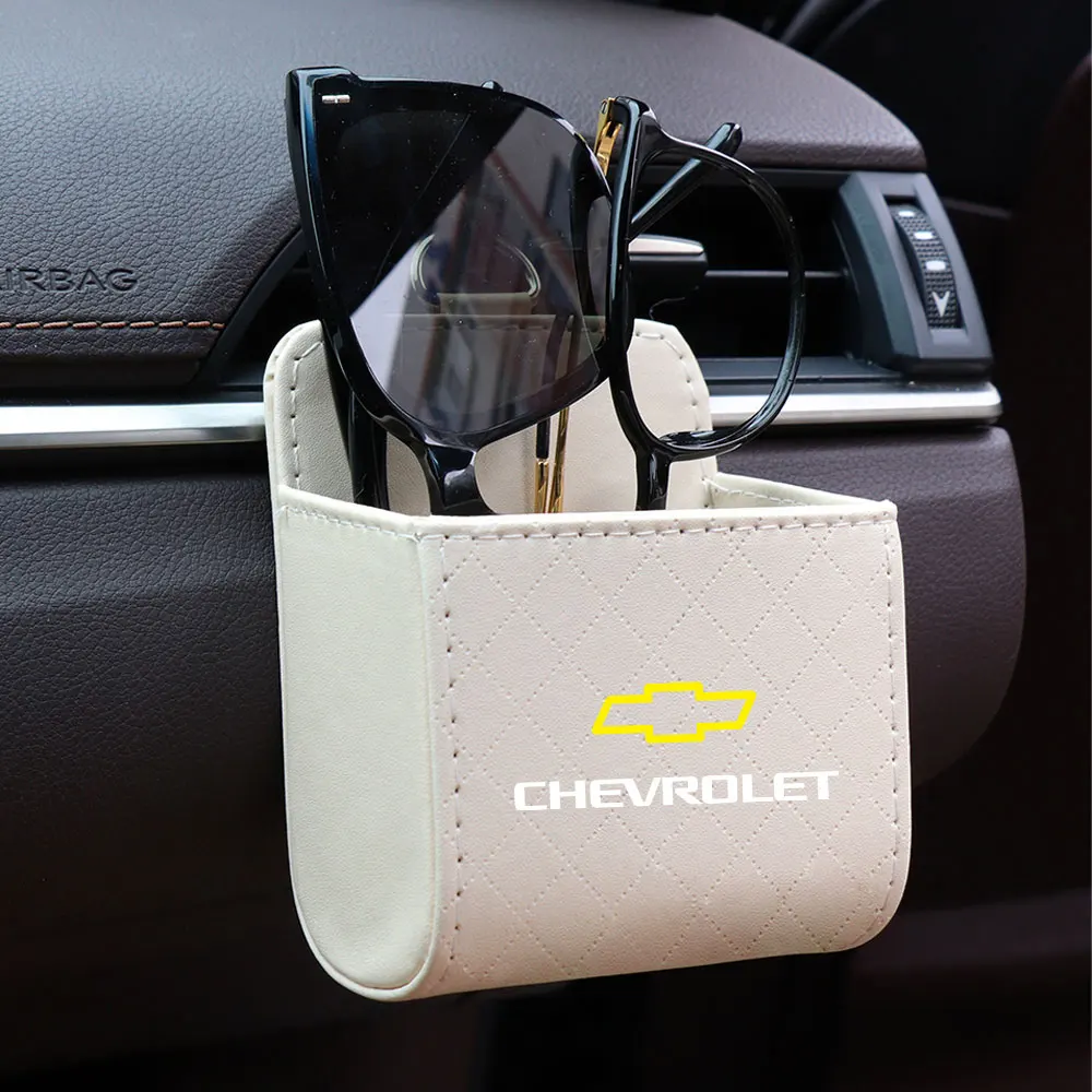 Car Air Outlet Leather Storage Bag Glasses Phone Organizer Box Sundries Bag For Chevrolet Cruze Captiva Sonic Spark Onix Aveo