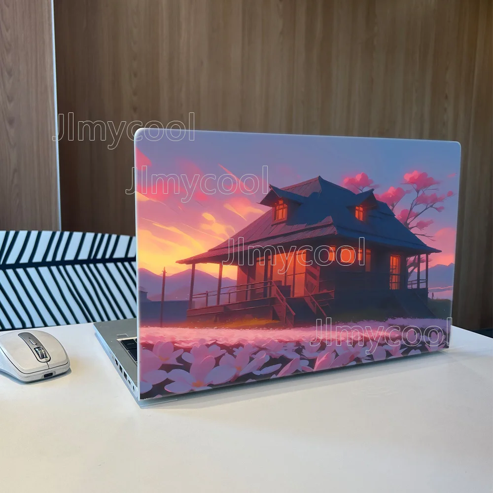 

2 Pieces cherry blossom House Vinyl Laptop Sticker Self adhesive Case for HP Lenovo Apple ASUS Easy To Install Decal Stickers