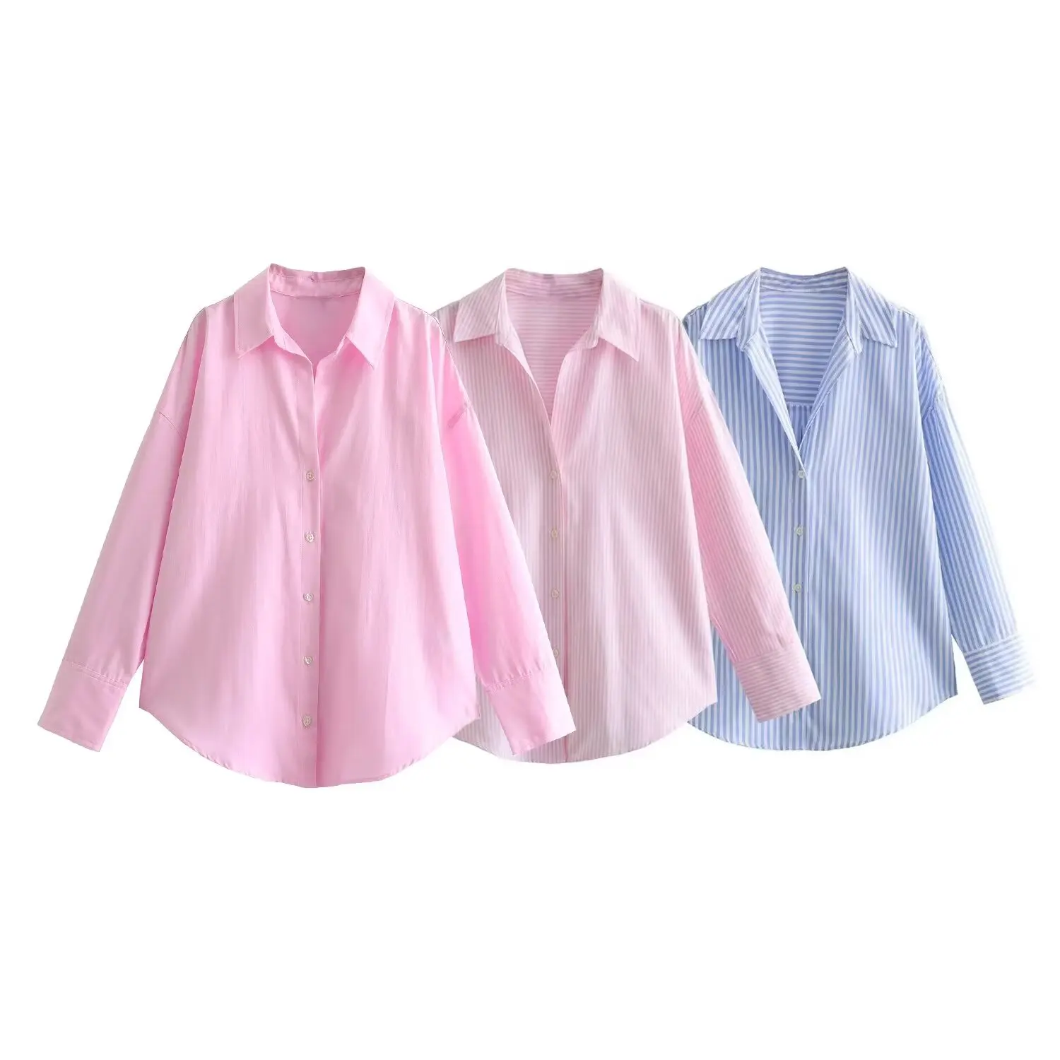 Tangada 2024 Women Oxford Cotton Shirt Long Sleeve Female Oversized Blouse Tops PS037