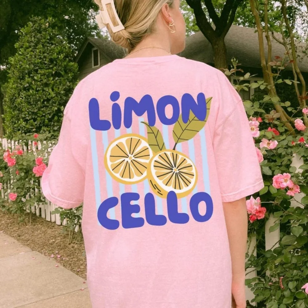 Italian Limon Graphic Lady Tee Amalfi Coast Summer Women Cotton Shirt La Dolce Vita Aesthetic Tomato Girl Y2K Citrus Vintage Top