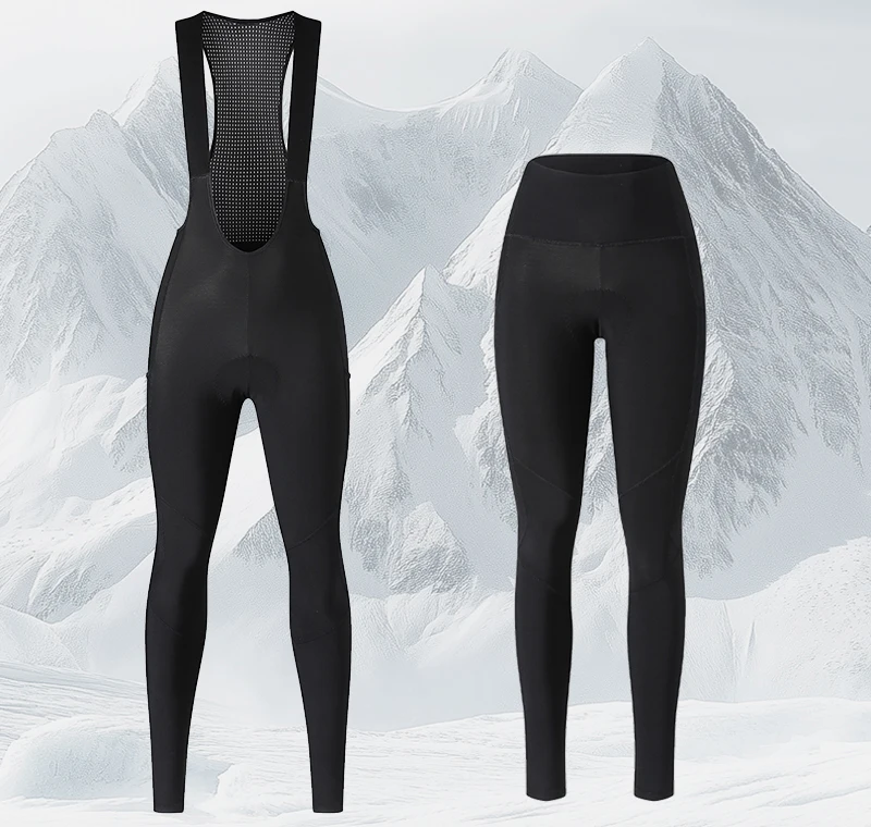 YKYWBIKE Damen Winter-Radträgerhose, Thermo-Fleece, warme lange Hose für Damen, Rennrad-Trägerhose, Fahrradbekleidung – Detail 3