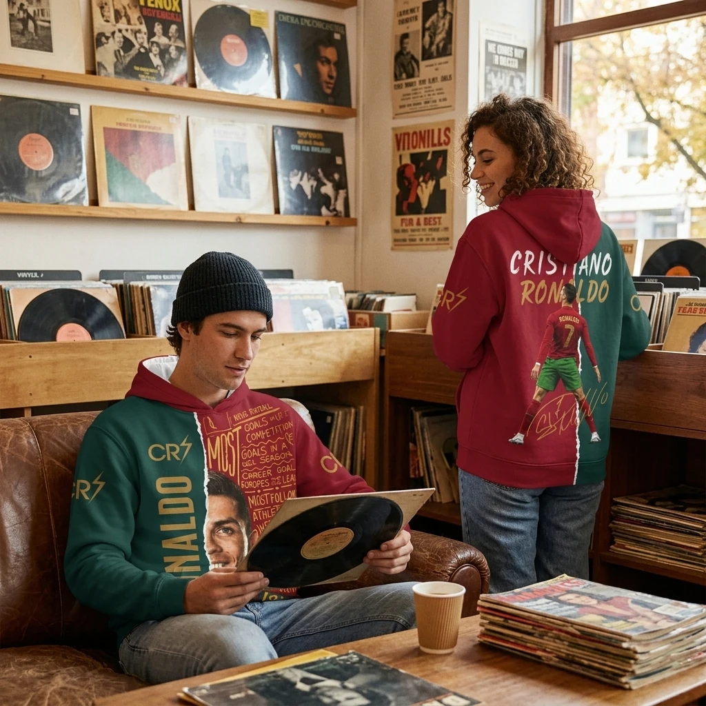 Retro Football Legend Fashionable Graphic Hoodies Long Sleeve Parent-Child Pullover Comfortable Loose Outerwear for Casual Wears