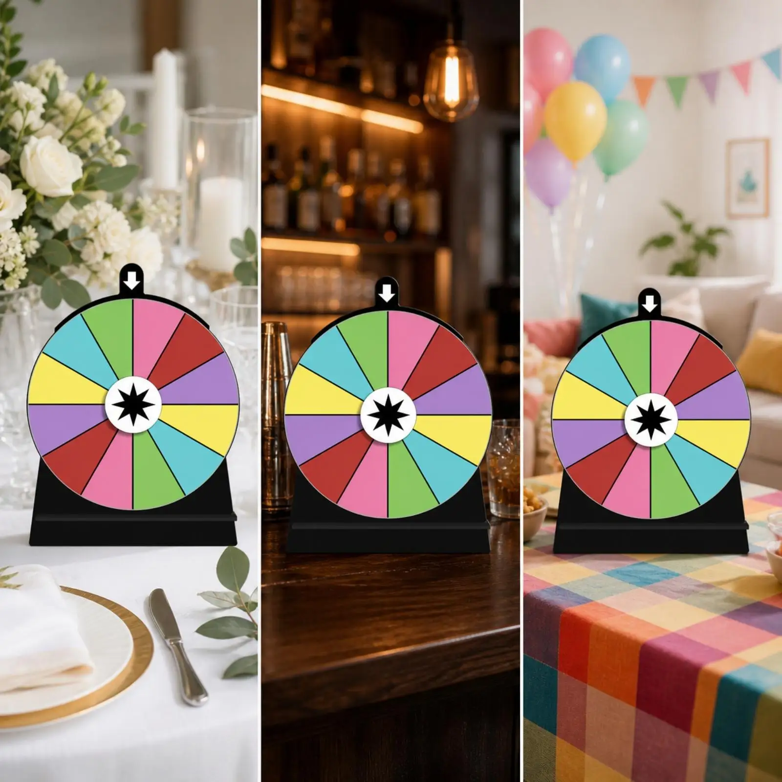 Acrylic Game Spinner Wheel for Custom Rewards with Colorful Sections and Pointer for Interactive Family Activities