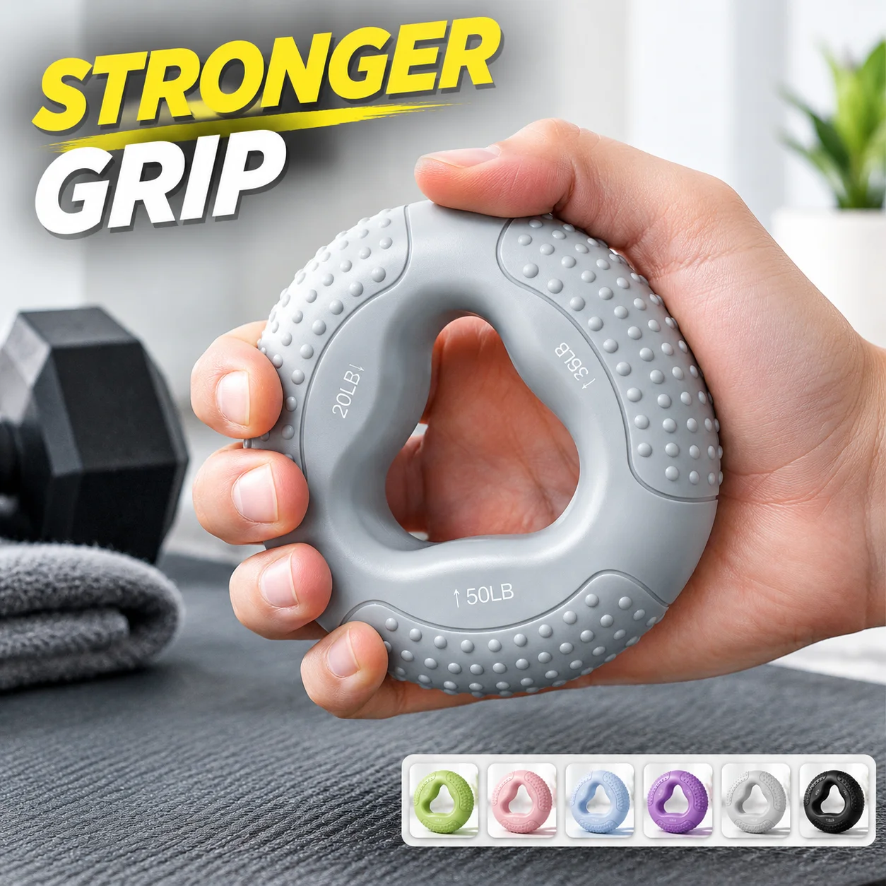 Silicone Hand Grip Strengthener Ring 3 Resistance Levels Finger Exerciser for Men Women Resistance Training