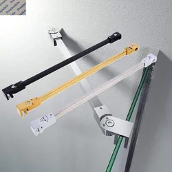 2Pcs Wall-To-Glass Shower Screen Angled Fixing Reforcement Bar Bracket Adjustable Joint Matt Black Polished