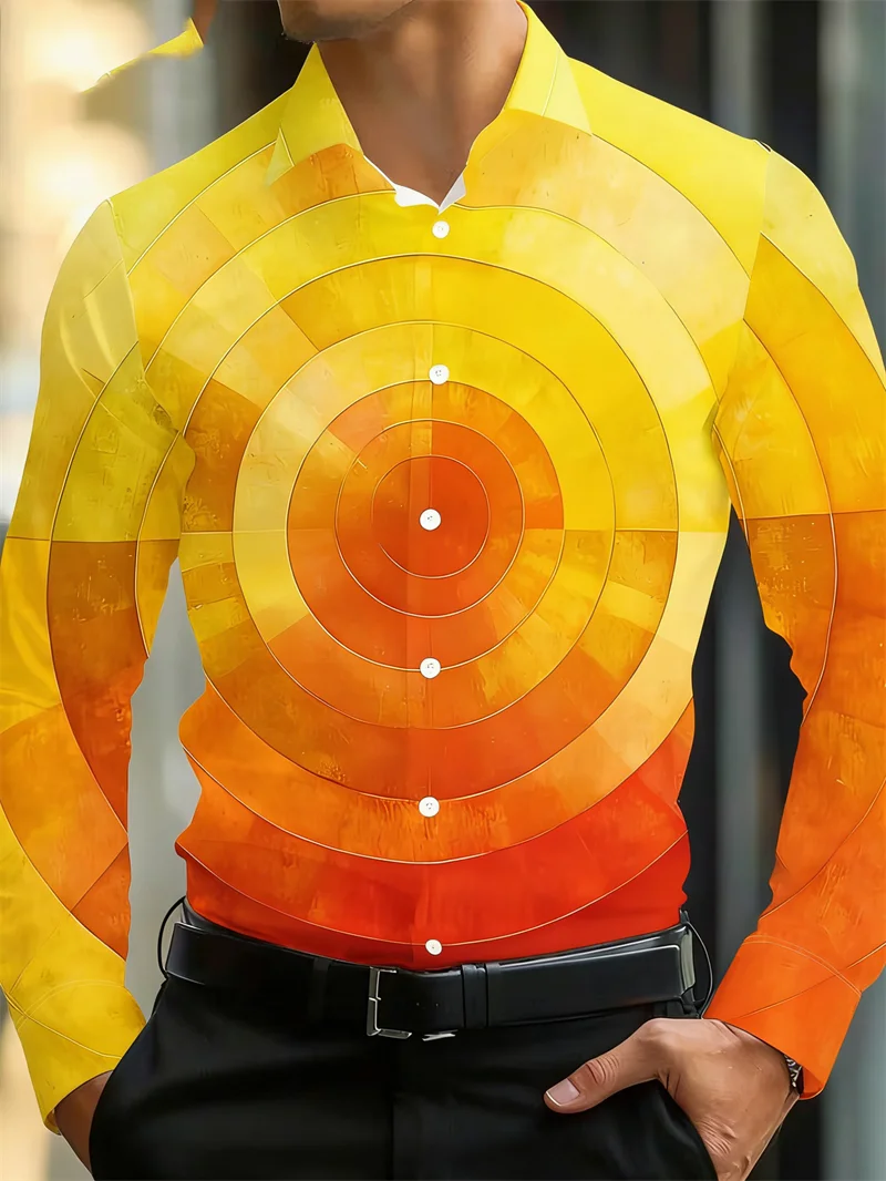 

New Black Gold Starlight Streamline Printed Men's Long Sleeve Shirt Business Style Slimming Casual Flower Shirt