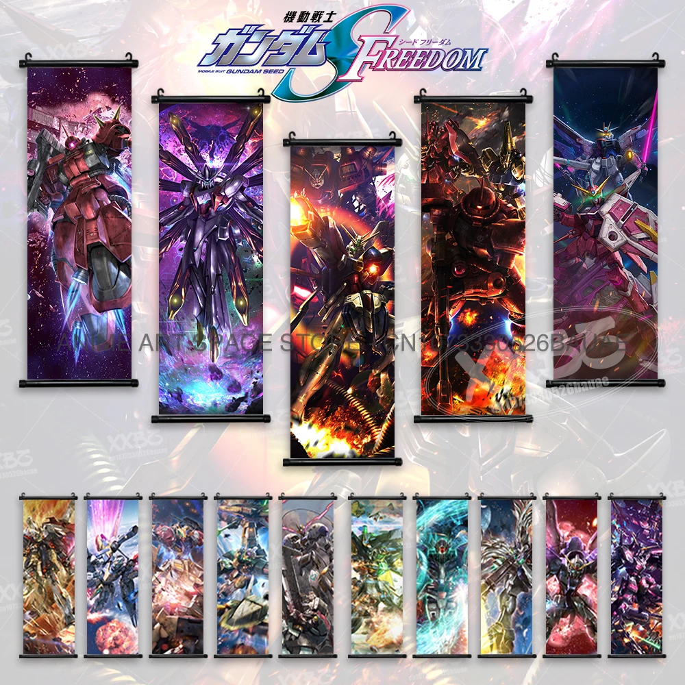 

Gundam Hanging Painting Freedom Anime Poster Destiny Scroll Picture Pulse Wall Art Justice Home Decor Mobile Suit ZAKU Wallpaper