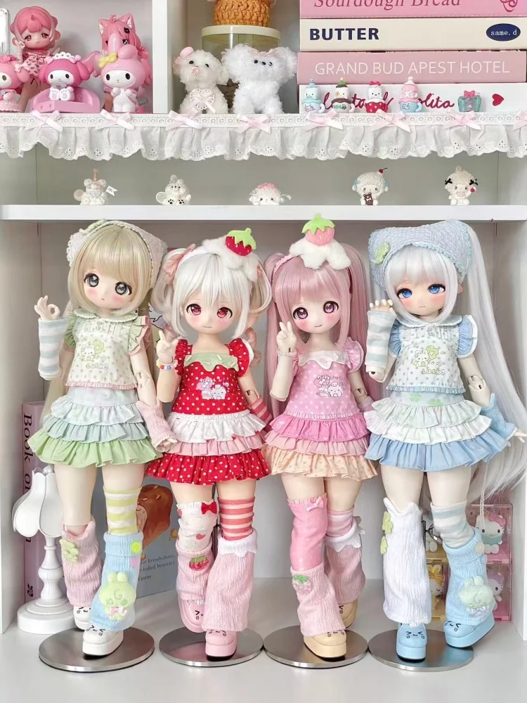 

BJD Doll Clothes For 1/4 Doll 1/6 Sweet Red Blue Pink Skirt Set Azone Doll Dress Up Gift Diy Clothes(Only Clothes No Doll)